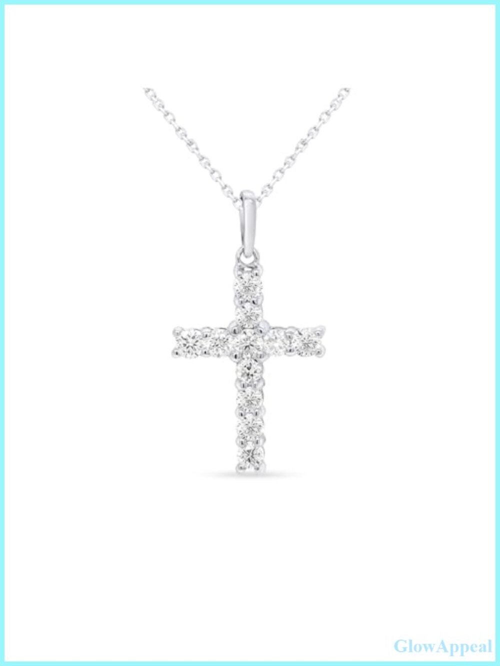 1 Ct Lab Grown Diamond Cross Necklace in Sterling Silver